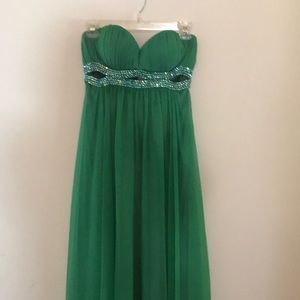 Green Strapless Prom Dress